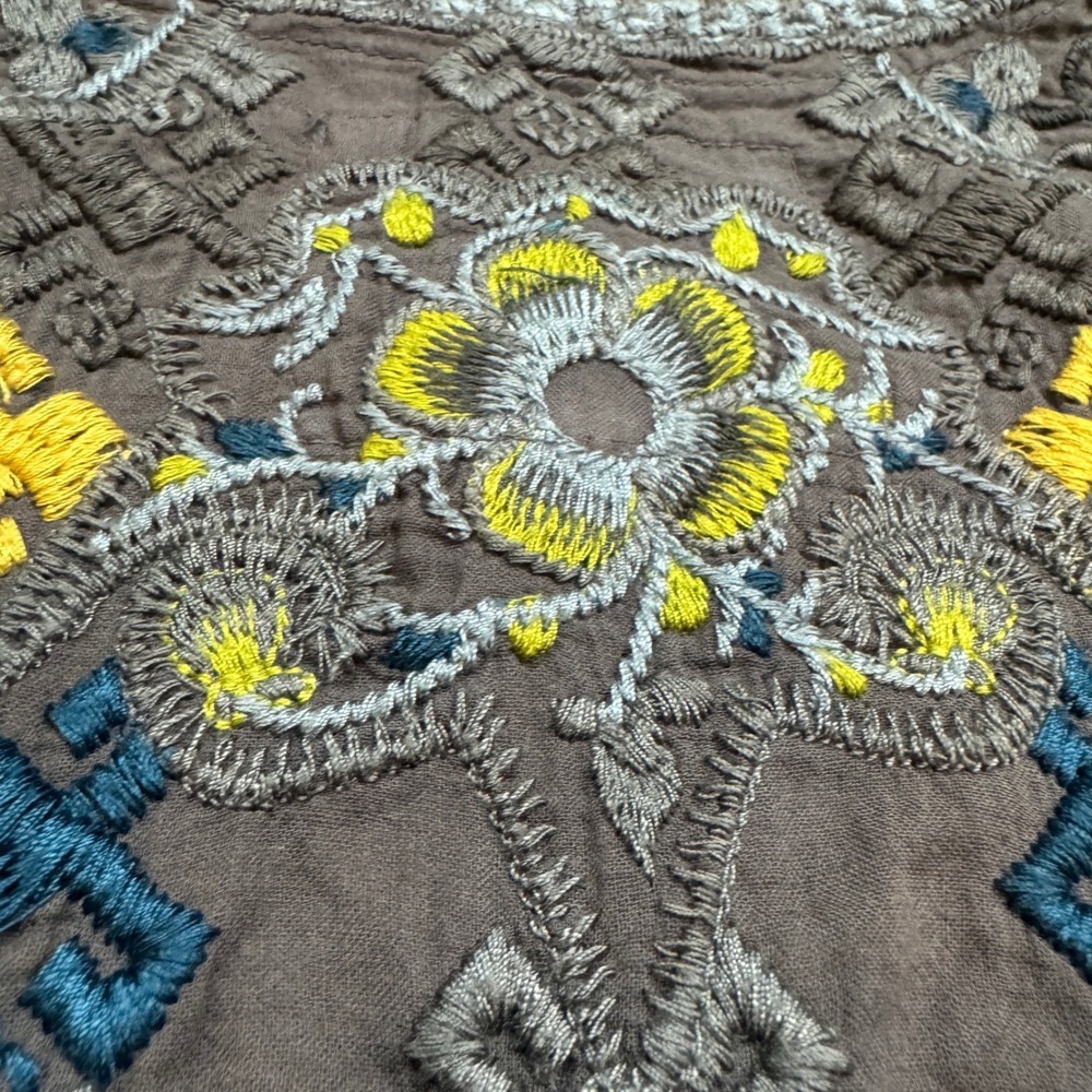 Johnny Was BIYA Embroidered Tunic Top Gray Long Sleeve Boho Women's Size S - Picture 12 of 12